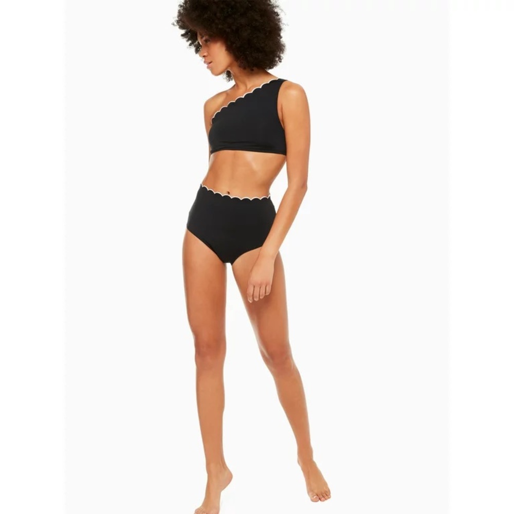 Kate Spade Fort Tilden Contrast Scalloped One Shoulder Bikini